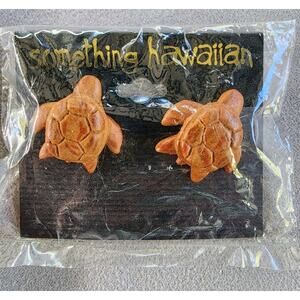 NEW Hawaiian Wooden 3D Turtle HONU Post Earrings Jewelry Hawaii 1.5" Gift nature